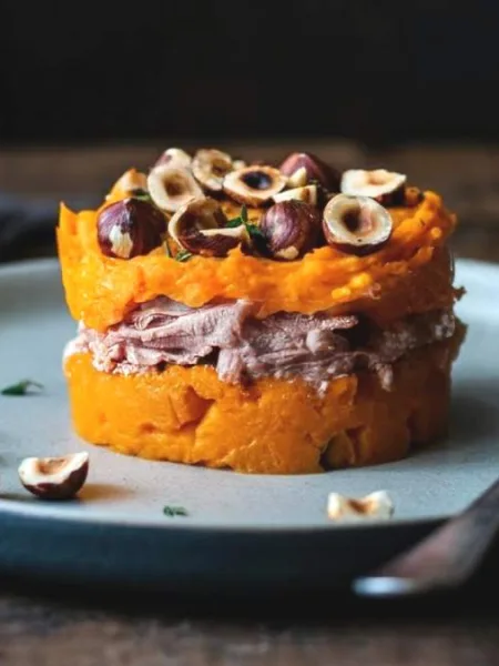 Parmentier de patate douce au porc effiloché