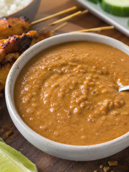 Sauce satay et brochettes grillées