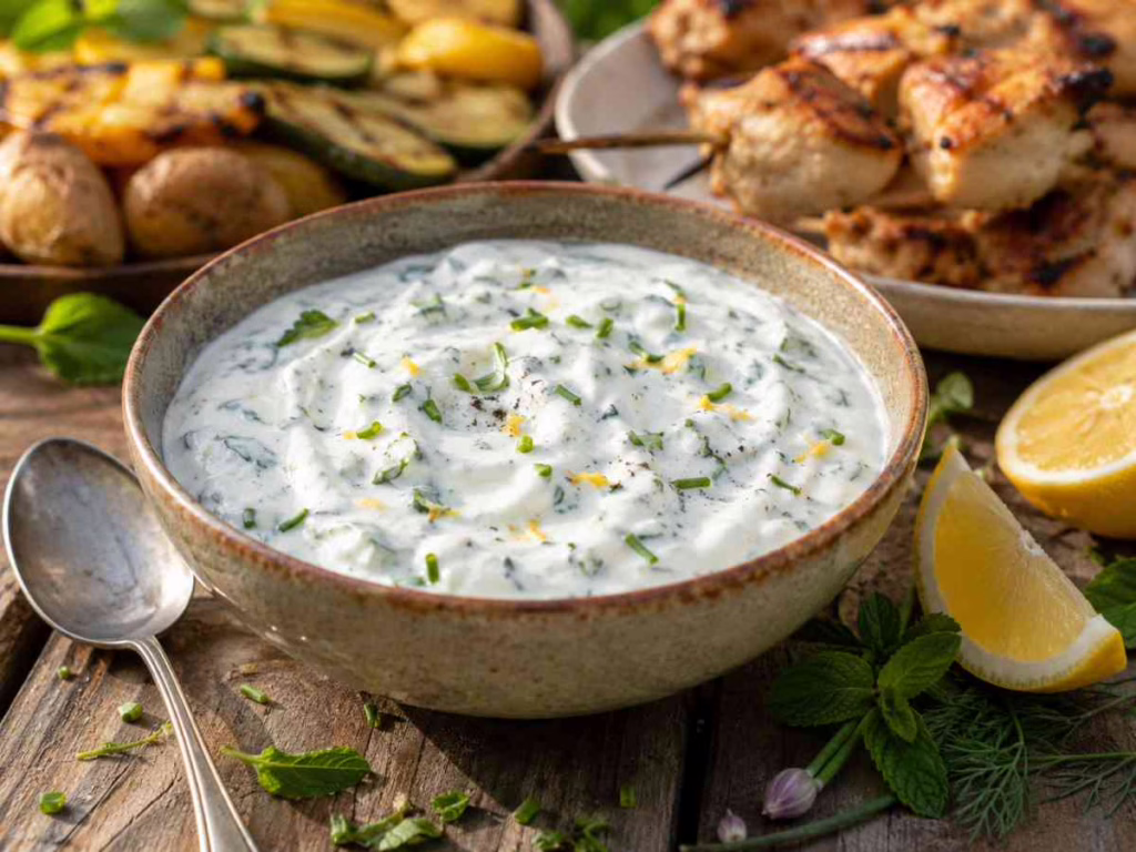 Sauce au yaourt, citron et herbes